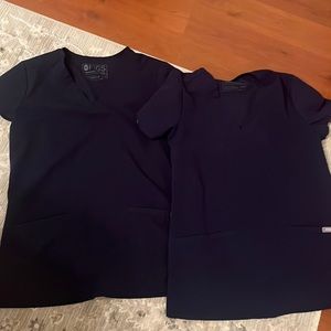 Figs navy xxs two pocket scrub top bundle